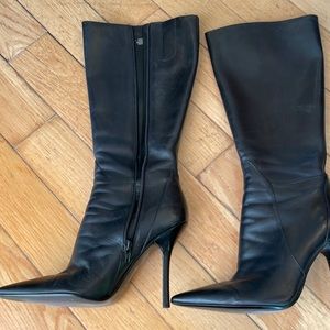 Guess black leather high heel boots